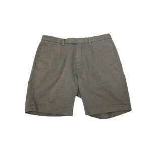 $500 Boglioli Milano Men's Dark Green Washed Pleated Shorts Size IT 46 / US 30